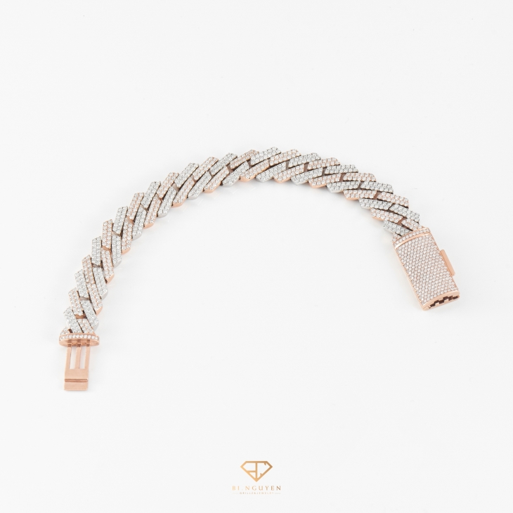 Jagged Edge Cuban Two Tone Bracelet 13.00 mm