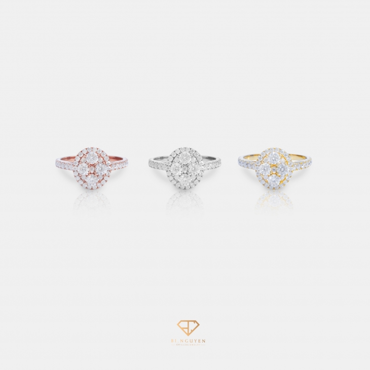 Oval Shape Cluster Diamond Ring