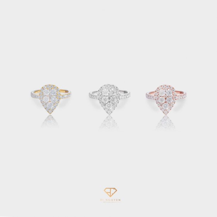 Pear Shape Cluster Diamond Ring