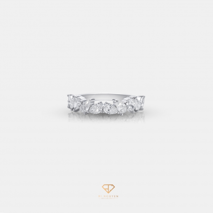 Upside Down Pear Cut Diamond Half Band Ring