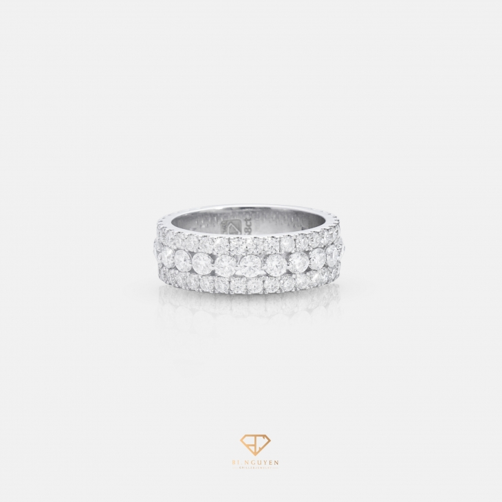 Three Row Round Diamond Band Ring