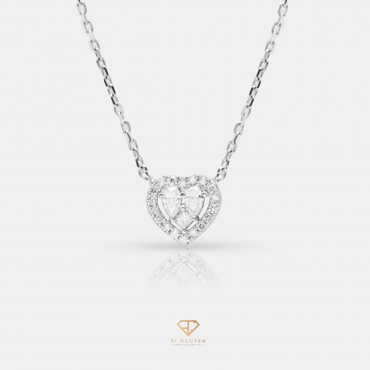 Pear Diamond Heart Necklace