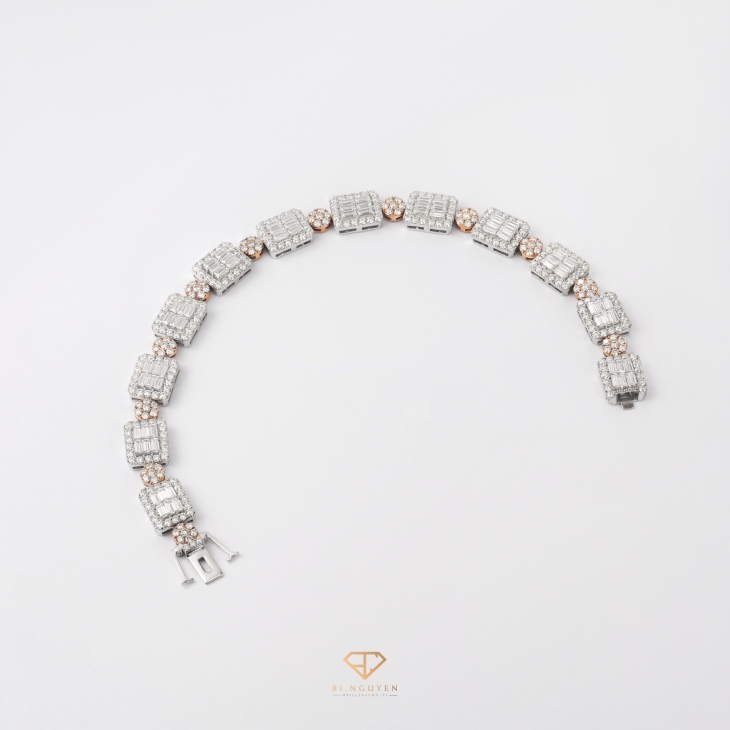 Two Tones Baguette Diamond Bracelet