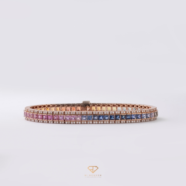Multicolor Sapphire Diamond Bracelet